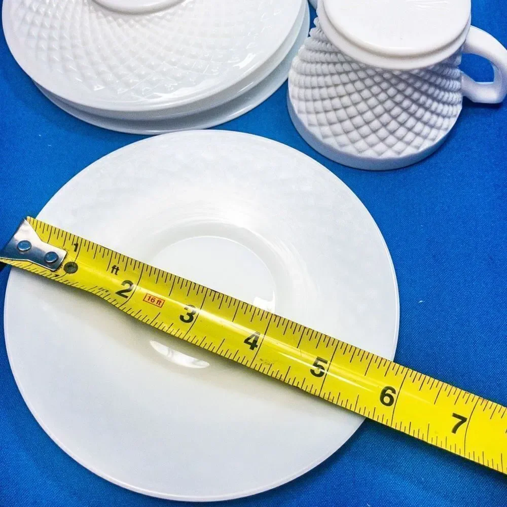 VTG Westmorland English Hobnail Milk Glass Cup & Saucer -Service for 4